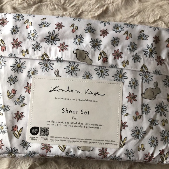 London Kaye Multicolor Floral Bunny Sheet Set - FULL - Picture 6 of 7